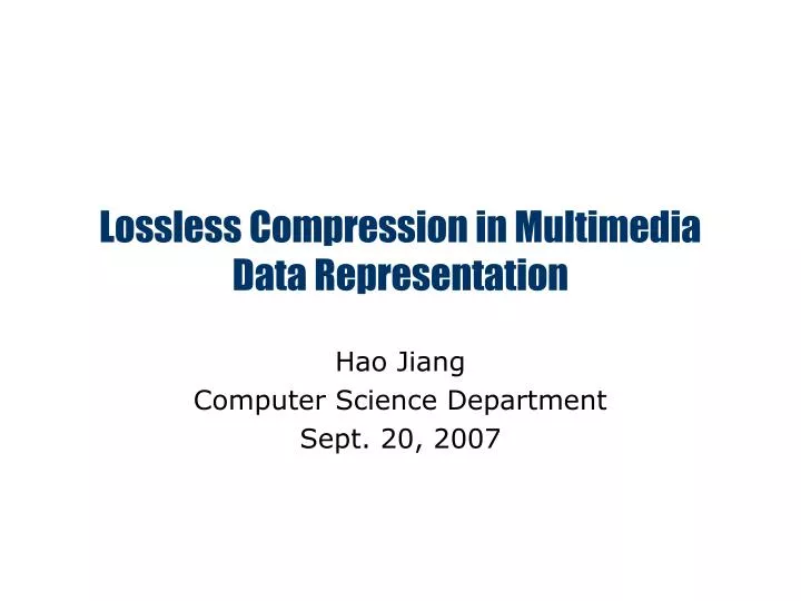 lossless compression in multimedia data representation