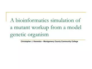 A bioinformatics simulation of a mutant workup from a model genetic organism