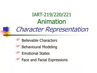 IART-219/220/221 Animation Character Representation