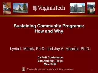 Sustaining Community Programs: How and Why