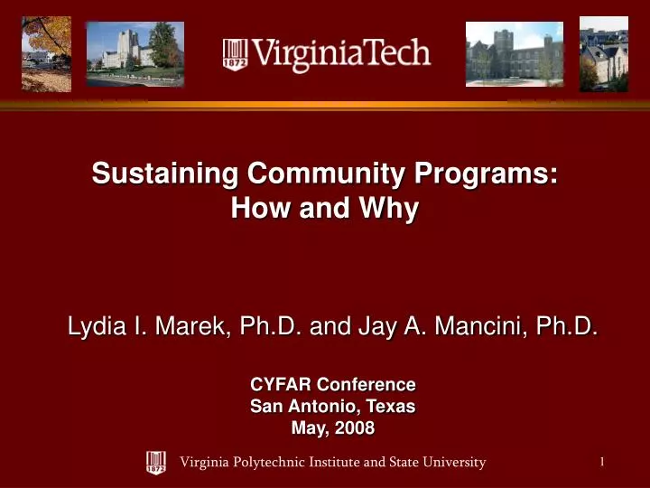 sustaining community programs how and why