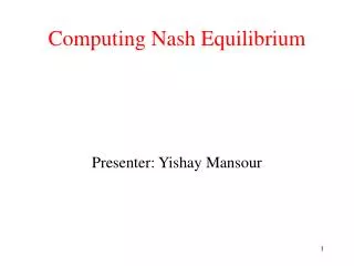 computing nash equilibrium