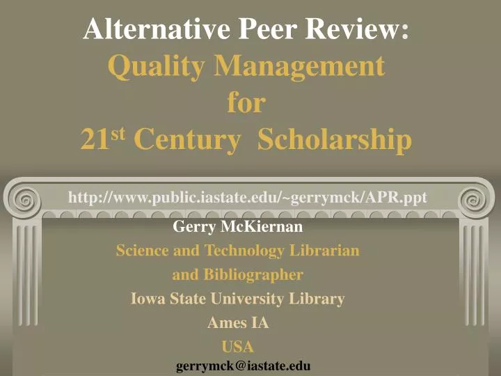alternative peer review quality management for 21 st century scholarship