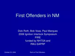 First Offenders in NM