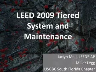 LEED 2009 Tiered System and Maintenance