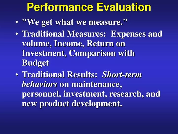 performance evaluation