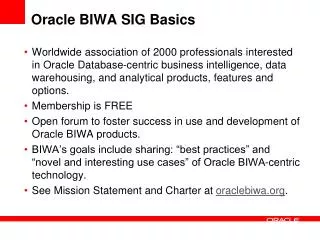 Oracle BIWA SIG Basics