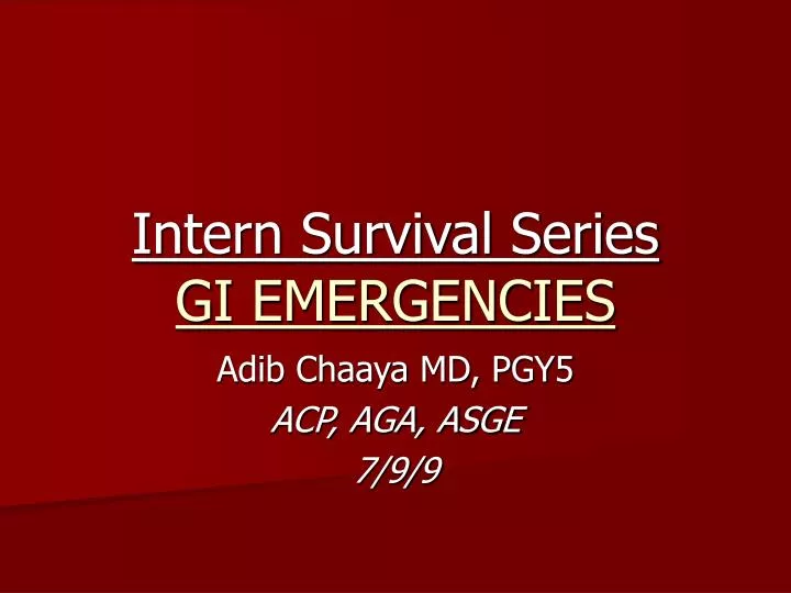 intern survival series gi emergencies