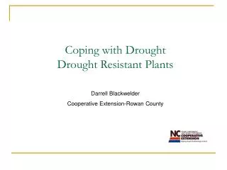 Coping with Drought Drought Resistant Plants