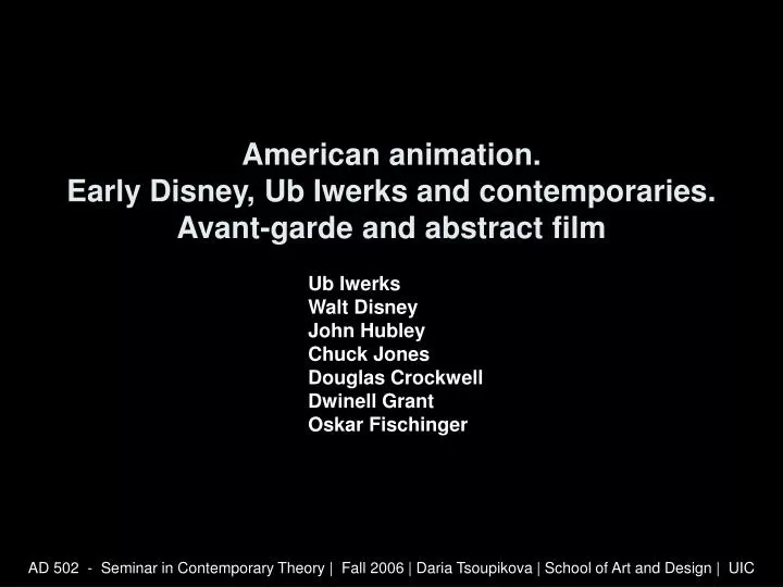 american animation early disney ub iwerks and contemporaries avant garde and abstract film