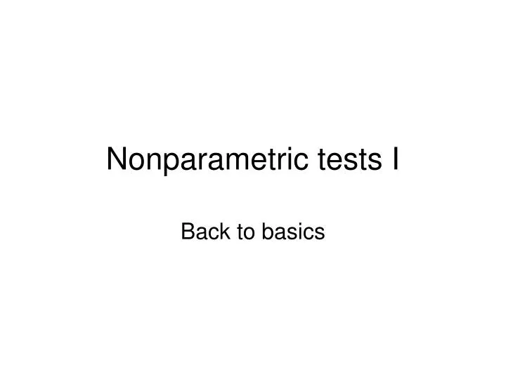 nonparametric tests i