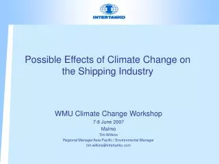 Possible Effects of Climate Change on the Shipping Industry