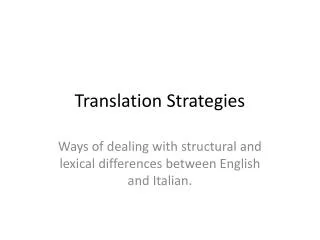 Translation Strategies