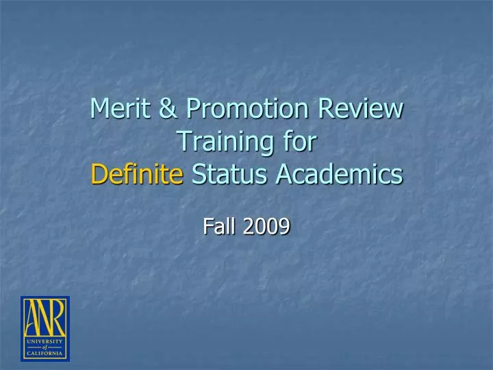 merit promotion review training for definite status academics