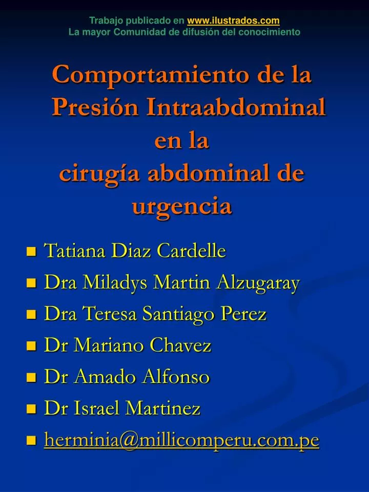 comportamiento de la presi n intraabdominal en la cirug a abdominal de urgencia