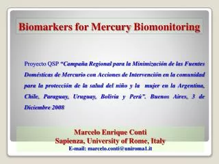 Biomarkers for Mercury Biomonitoring