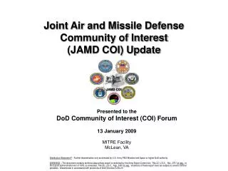 Joint Air and Missile Defense Community of Interest (JAMD COI) Update