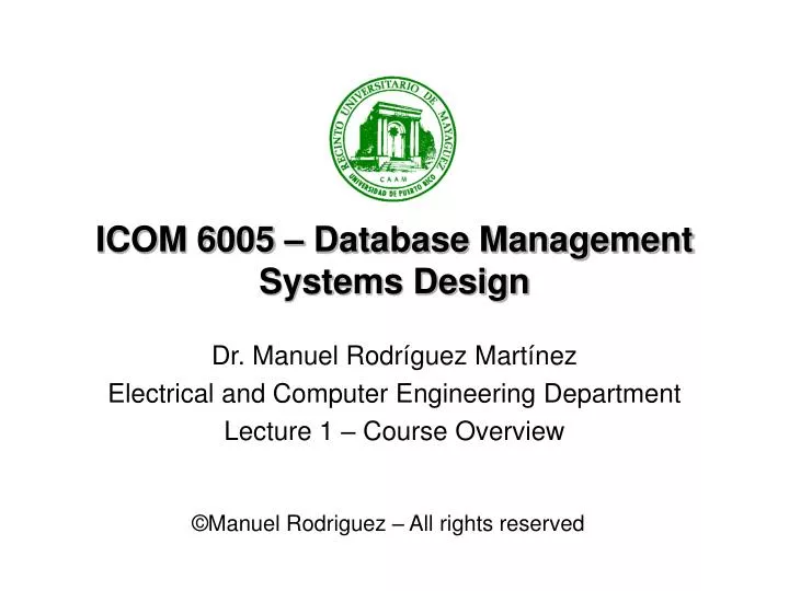 icom 6005 database management systems design