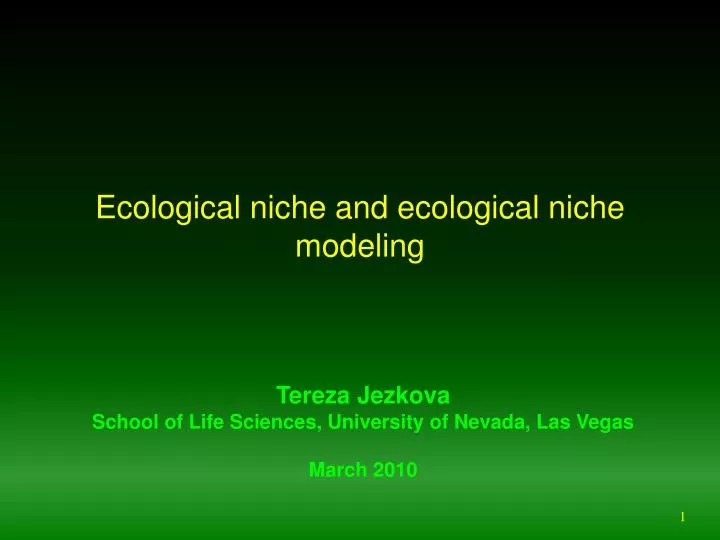ecological niche and ecological niche modeling