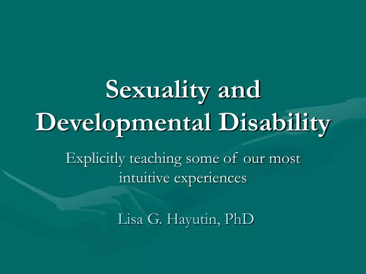 sexuality and developmental disability