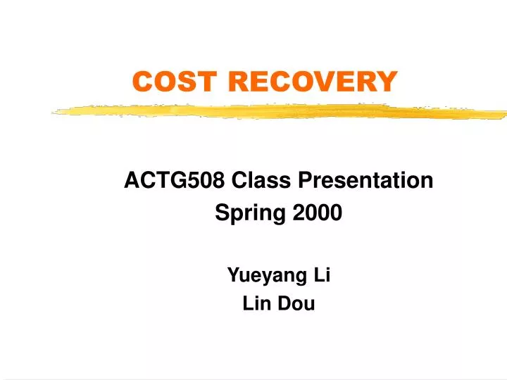 cost recovery