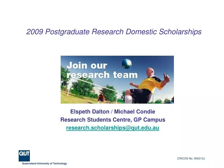 2009 postgraduate research domestic scholarships