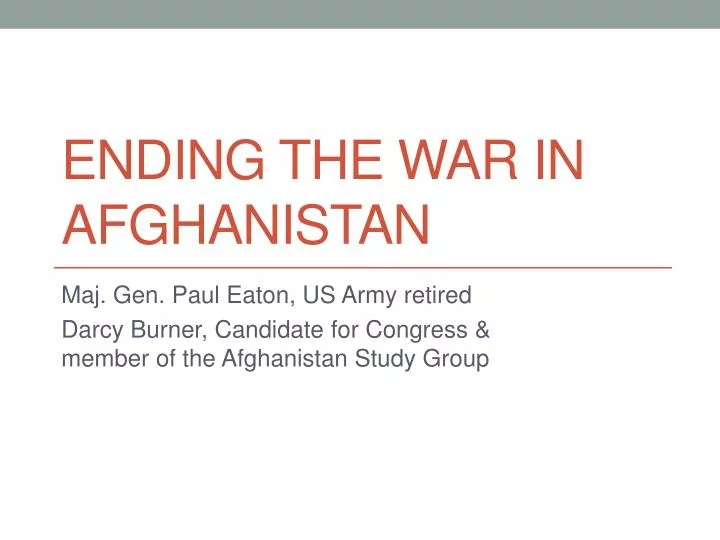 ending the war in afghanistan