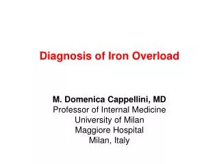 Diagnosis of Iron Overload
