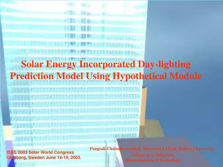solar energy incorporated day lighting prediction model using hypothetical module