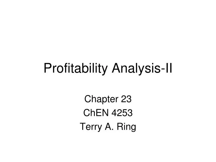 profitability analysis ii