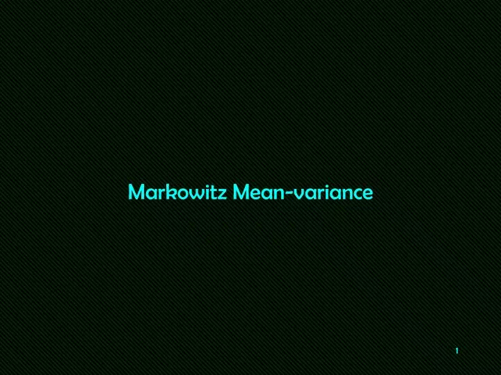 markowitz mean variance