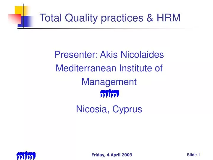 total quality practices hrm