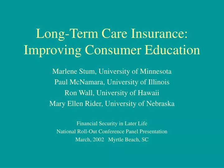long term care insurance improving consumer education