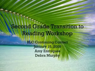 Second Grade Transition to Reading Workshop