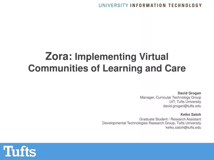 zora implementing virtual communities of learning and care