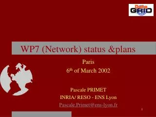 WP7 (Network) status &amp;plans