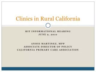 Clinics in Rural California