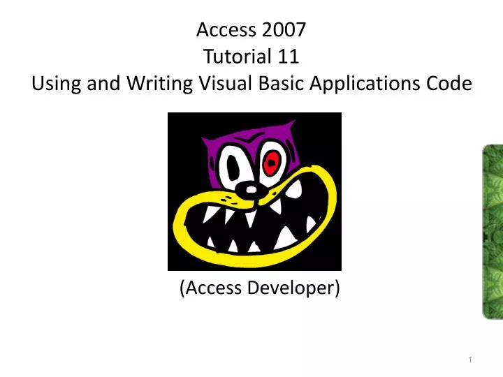 access 2007 tutorial 11 using and writing visual basic applications code