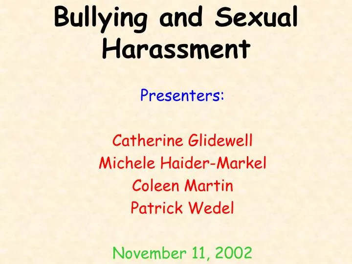 bullying and sexual harassment