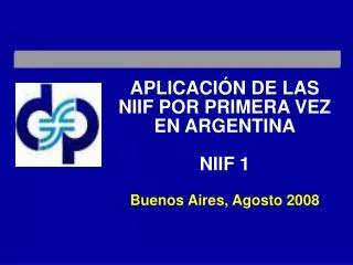APLICACIÓN DE LAS NIIF POR PRIMERA VEZ EN ARGENTINA NIIF 1 Buenos Aires, Agosto 2008