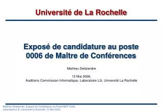expos de candidature au poste 0006 de ma tre de conf rences