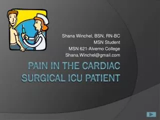 Pain in the Cardiac Surgical ICU Patient