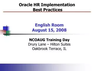 Oracle HR Implementation Best Practices