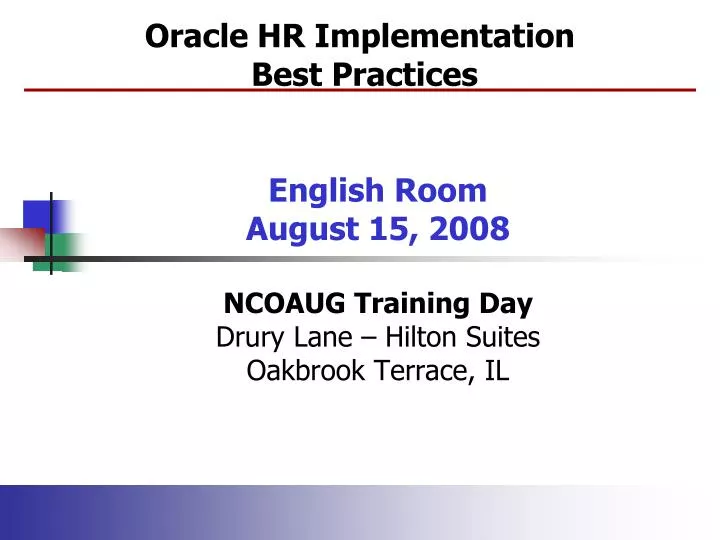 oracle hr implementation best practices