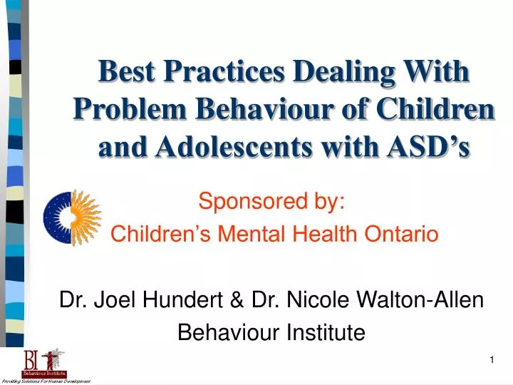 best practices dealing with problem behaviour of children and adolescents with asd s