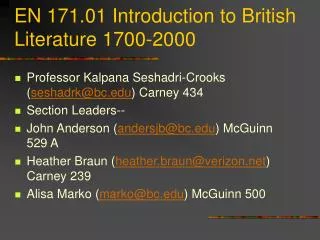 EN 171.01 Introduction to British Literature 1700-2000