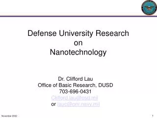 Defense University Research on Nanotechnology