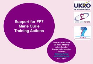 Support for FP7 Marie Curie Training Actions