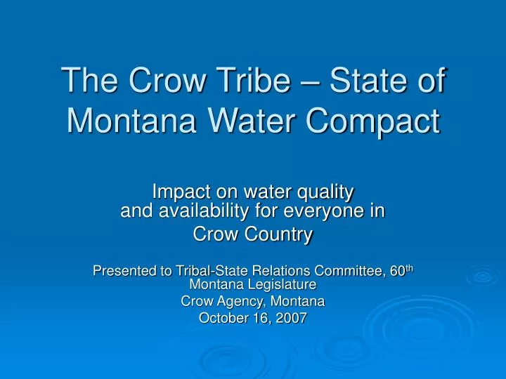 the crow tribe state of montana water compact