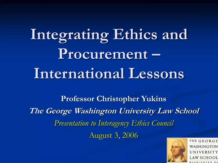 integrating ethics and procurement international lessons